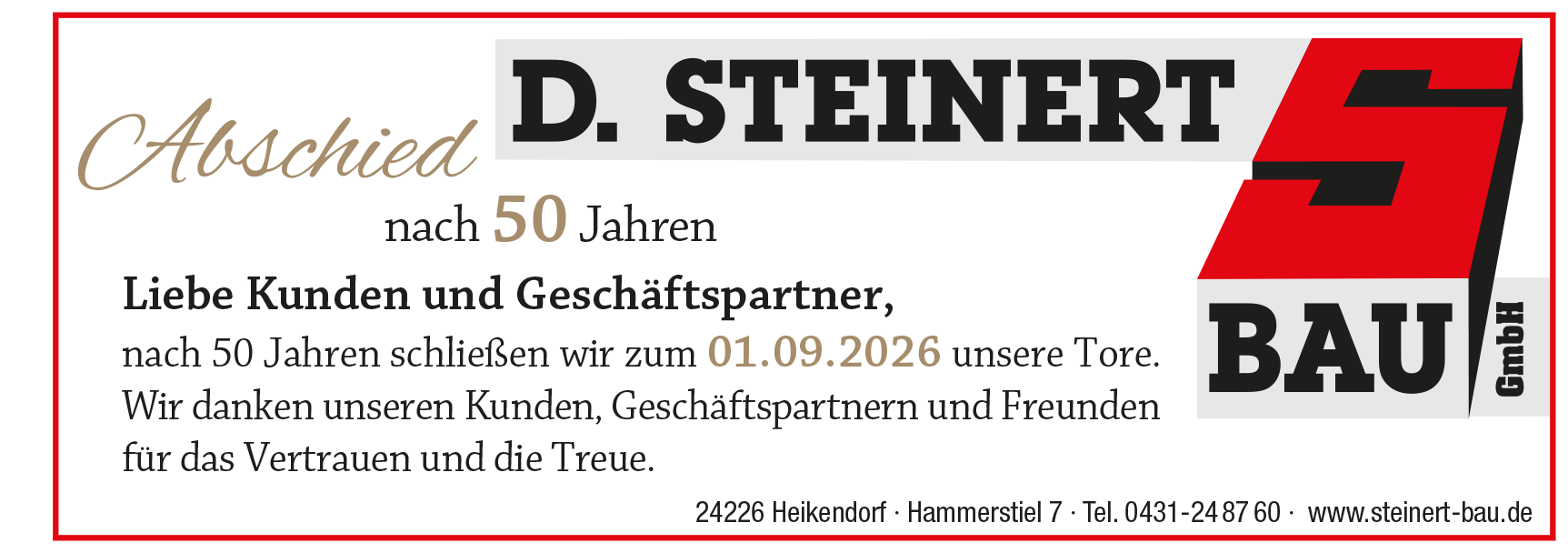 Abschied D. Steinert Bau GmbH